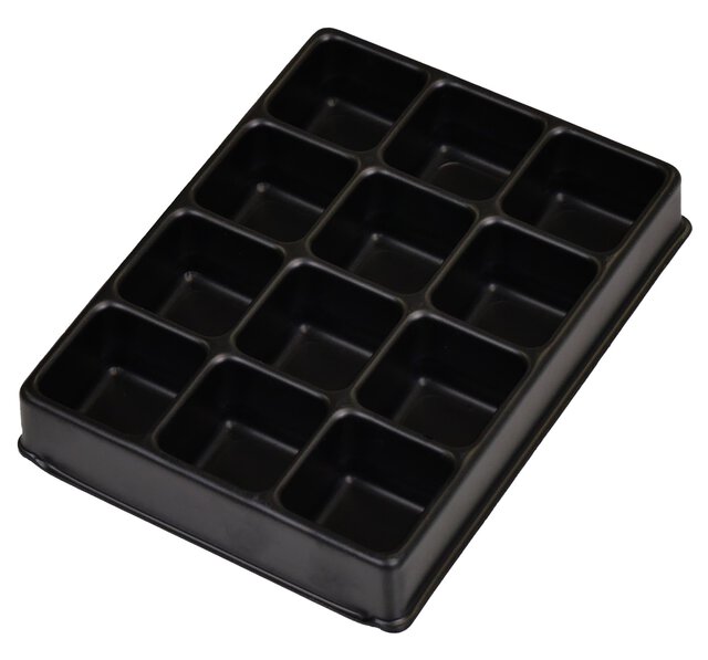 ESD-inzetstuk voor koffer K2012 ESD, 12 vakken à 25 x 24 mm