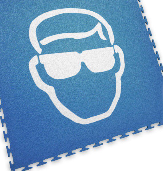 "Eye protection" floor marking tile, T-Lock, blue/grey/white, 500 x 500 x 7 mm, 1 piece #zoom-1