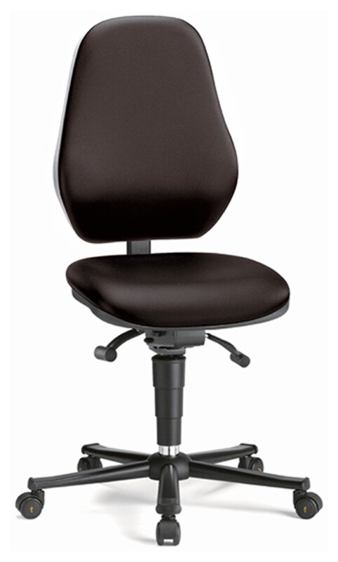 Sedia ESD BASIC 2 con rotelle, finta pelle nera, tecnologia sincrona con regolazione del peso, schienale 530 mm