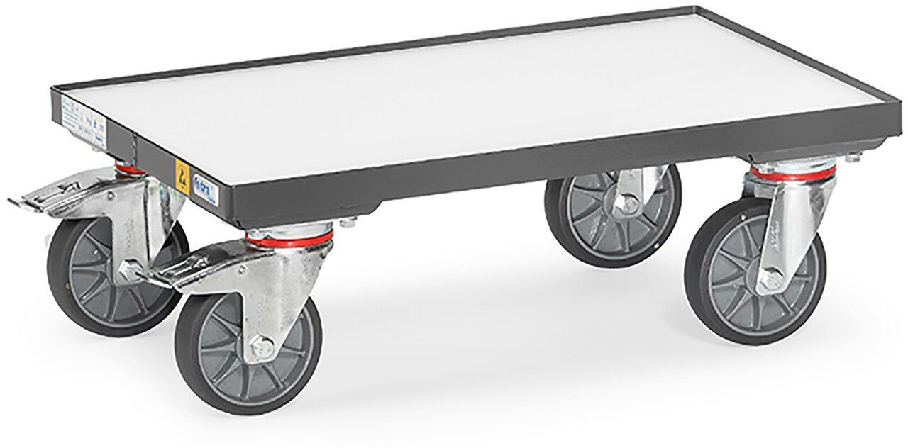 ESD Euro-bin roller, load capacity 250kg, with base plate and rim 7mm, 605x201mm #zoom-1