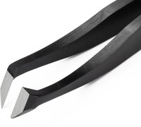 Brucelles coupante avec tête coudée étroite. Pour fils tendres jusqu’au Ø 0,25 mm. De couleur noire. #thumbnail-2