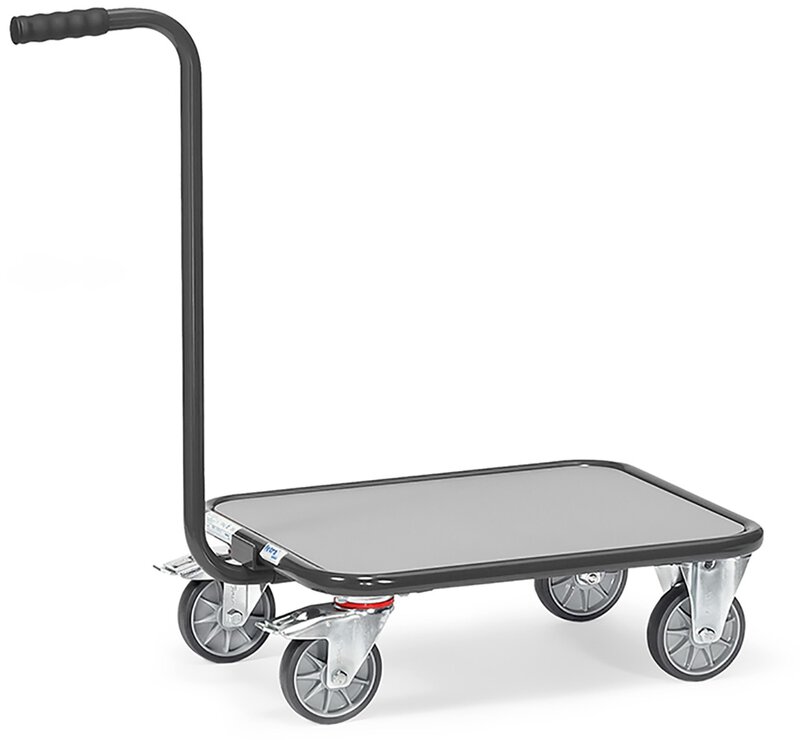 Rouleur à poignée "GREY EDITION", capacité 250kg, plateforme en bois, 600x500mm