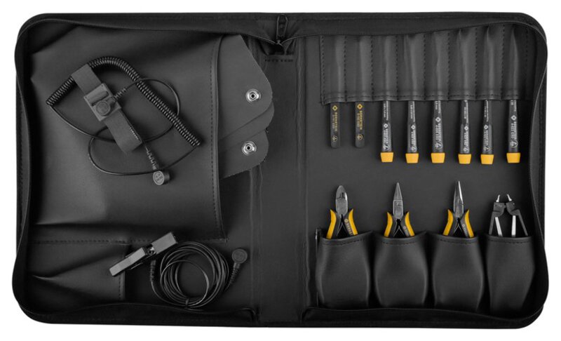 Service-Set "ANTISTATIC" mit 12 Werkzeugen, Tasche aus leitfähigem Material