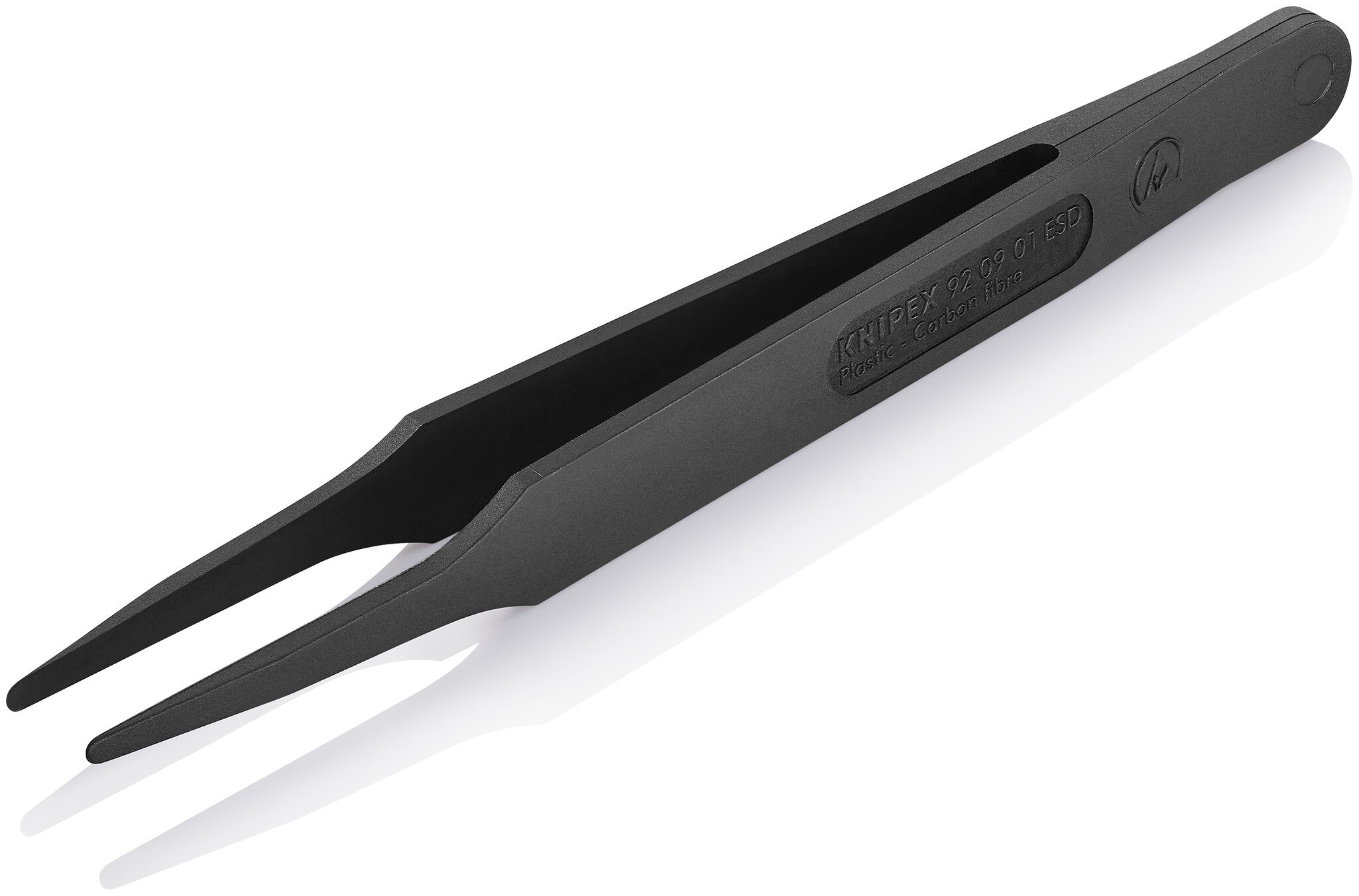 ESD plastic tweezers, smooth, blunt, carbon fiber reinforced plastic, 115 mm #zoom-3