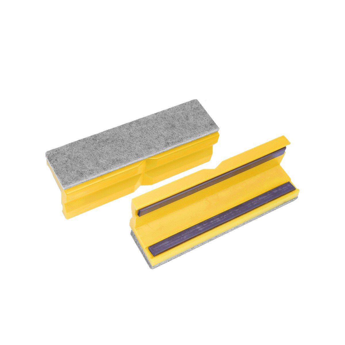 Szczęki ochronne filcowe/plastikowe 100mm żółte, z listwą magnetyczną (para) #zoom-1