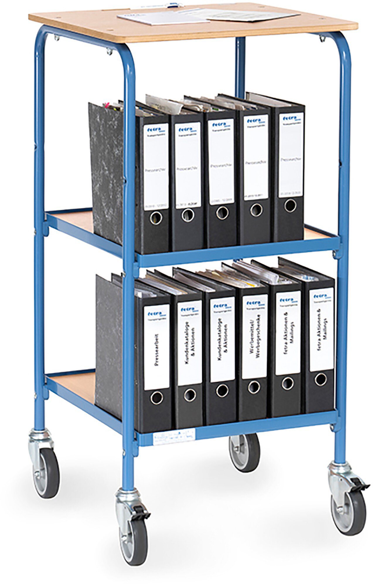 Pupitre à roulettes, capacité de charge 100 kg, avec surface d'écriture et 2 étagères, 600x500mm. #zoom-3