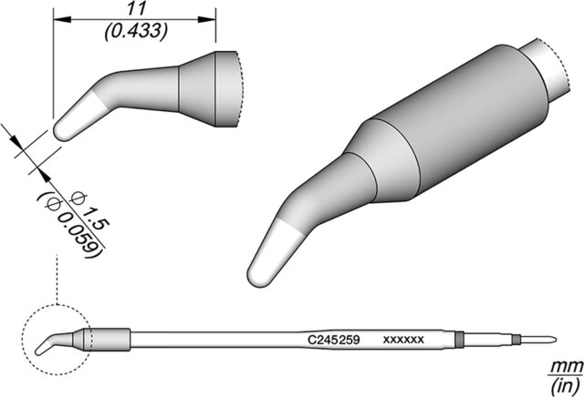 Lötspitze gewinkelt, D: 1,5 mm, C245259