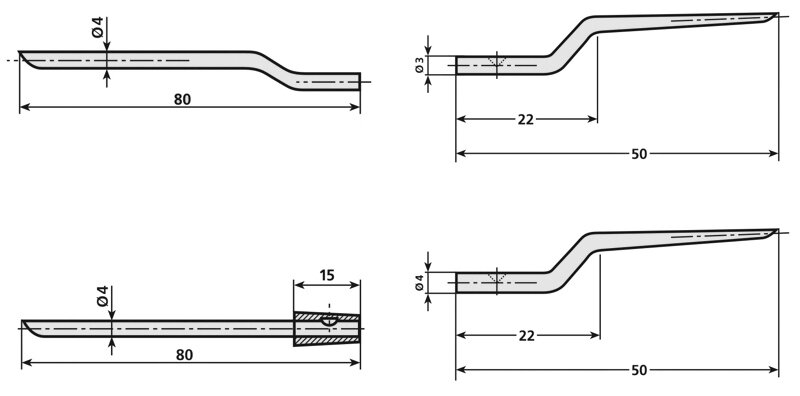 Spare mandrels for three mandrel pliers NA1/3