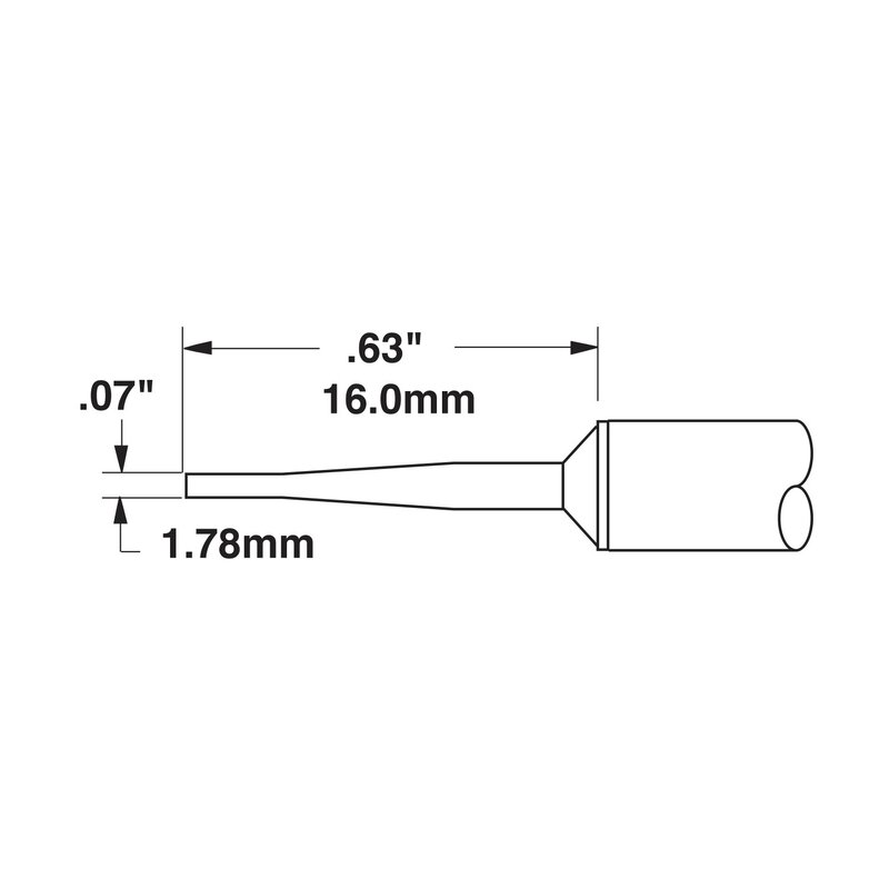 Punta di saldatura CVC a forma di scalpello, serie 600, 1,78 mm
