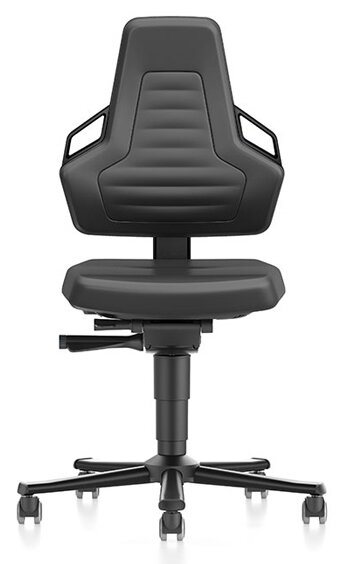 Sedia ESD NEXXIT 2 con rotelle, in similpelle nera con maniglie #zoom-1