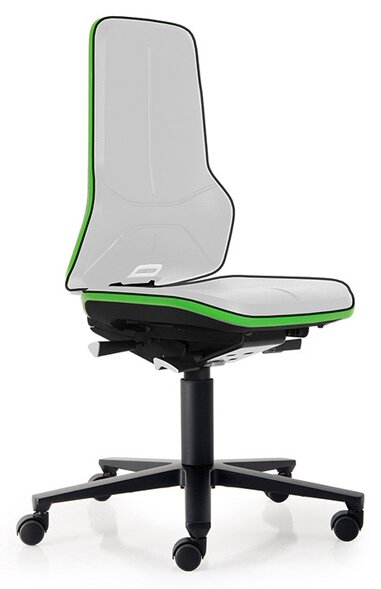 ESD Stuhl Neon 2 mit Rollen Flexband grün, Permanentkontakt, ohne Polster #zoom-1