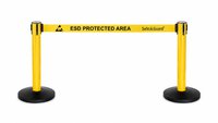 Gurtabsperrpfosten 2er-Set „ESD PROTECTED AREA“ mit 5 m Gurtband, gelb, 96 cm #thumbnail-2
