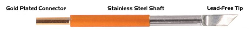 Soldering tip blade shape 4.83mm (0.19"), enlarged tin range 5.84mm (0.23")
