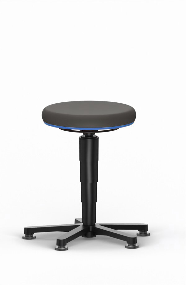 Allround Hocker 1, mit Gleiter, Supertec schwarz, Farbring blau #zoom-1