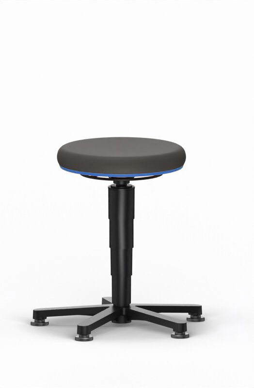 Allround Hocker 1, mit Gleiter, Supertec schwarz, Farbring blau