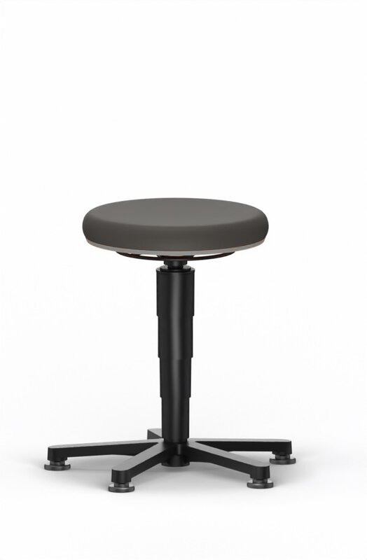 Allround Hocker 1, mit Gleiter, Supertec schwarz, Farbring grau