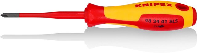 Schraubendreher (Slim) PlusMinus Phillips®, brüniert, isoliert, 187 mm
