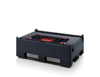 Scatola ESD pieghevole con 4 sportelli di accesso, 3 guide longitudinali, nero, 1200 x 800x 1000 mm #thumbnail-6