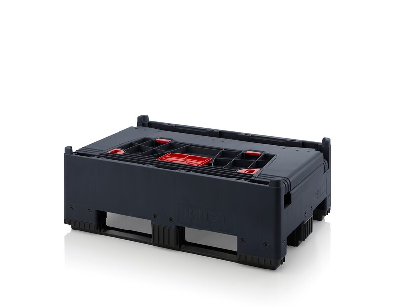 Scatola ESD pieghevole con 4 sportelli di accesso, 3 guide longitudinali, nero, 1200 x 800x 1000 mm #6