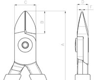 Compacte zijsnijtang met ovale kop en oranje PVC handgrepen 130 mm, industriële verpakking. #thumbnail-2
