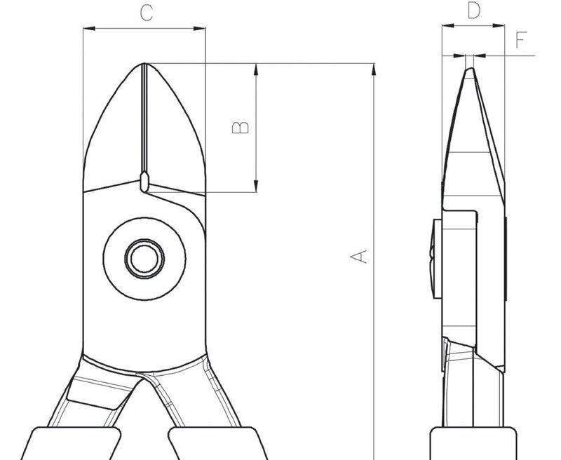 Compacte zijsnijtang met ovale kop en oranje PVC handgrepen 130 mm, industriële verpakking. #2