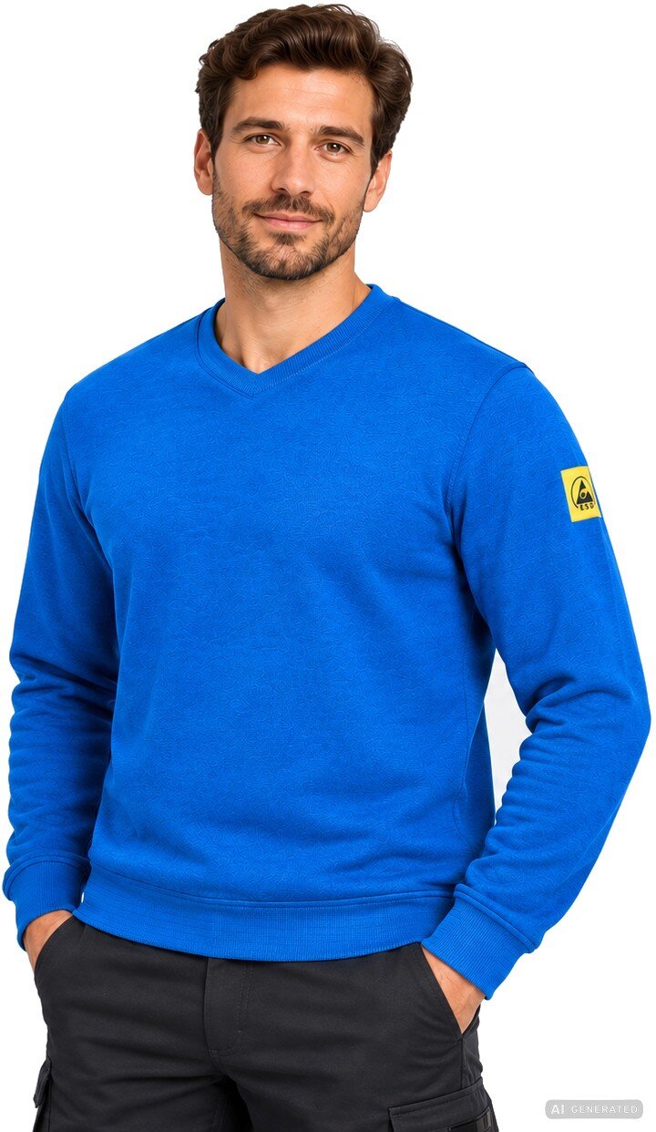 ESD Sweatshirt, V-Ausschnitt, königsblau, M, Comfort-Fit #zoom-2