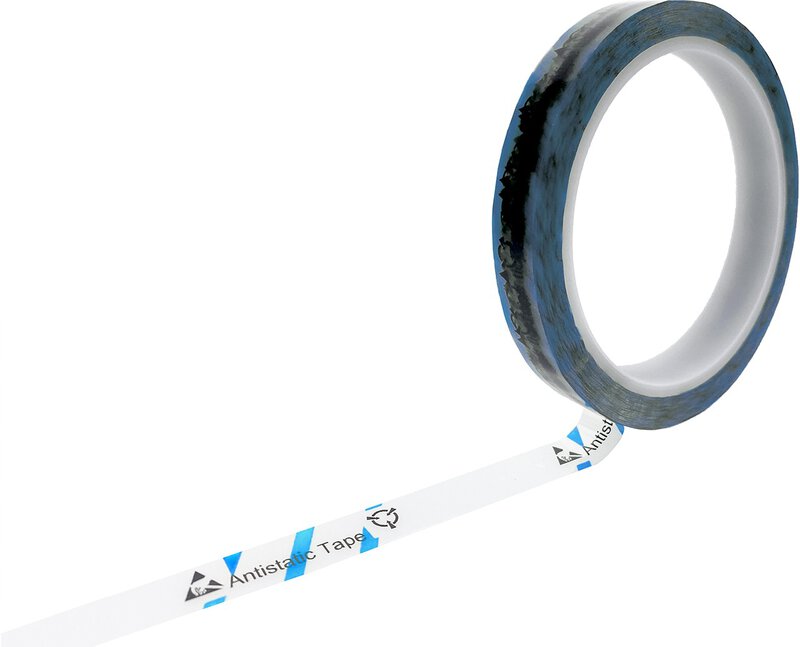 Ruban adhésif ESD avec symbole d'avertissement ESD, transparent/bleu clair, 24mm, 36m #1