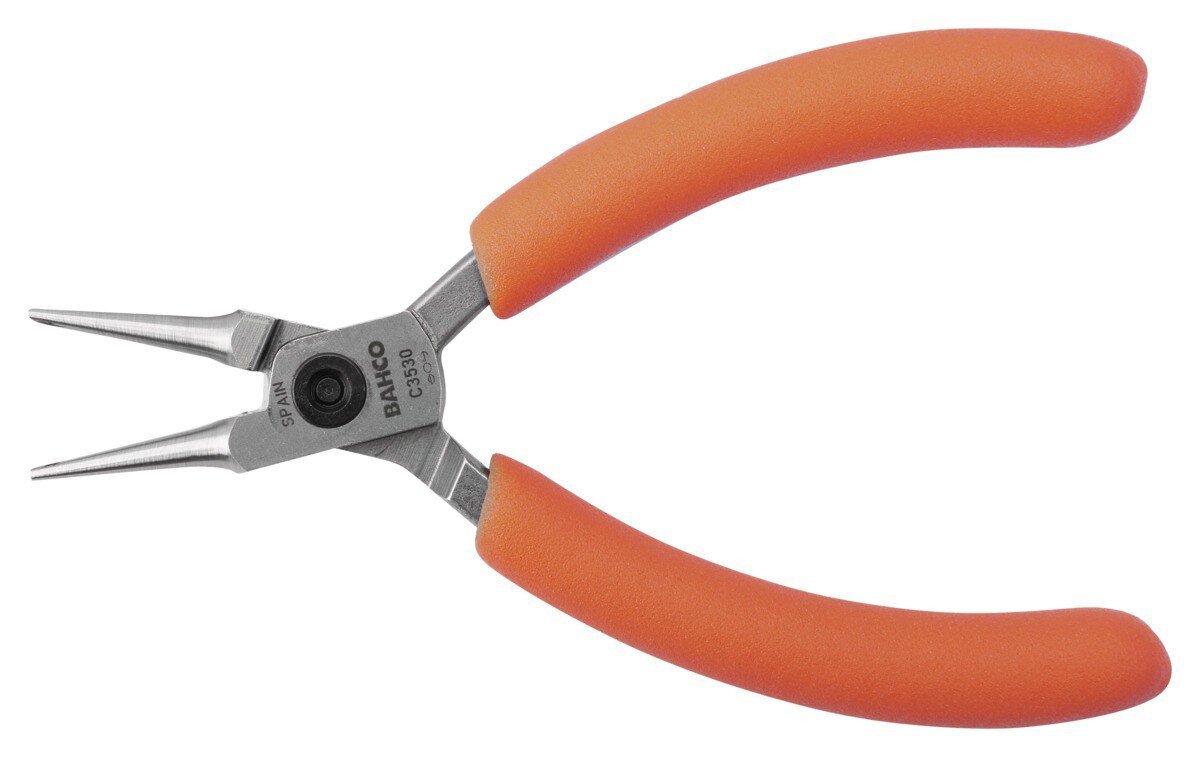 Compact round nose pliers with orange PVC handles 127 mm, Industrial packaging #zoom-3