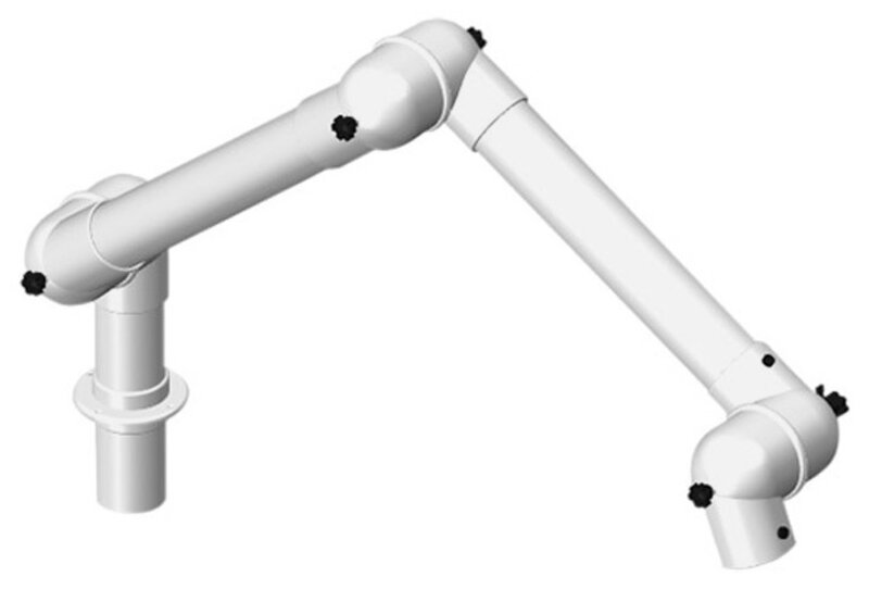 Sistema a braccio di aspirazione DN63 3 giunti, 800 mm, bianco - Montaggio su tavolo