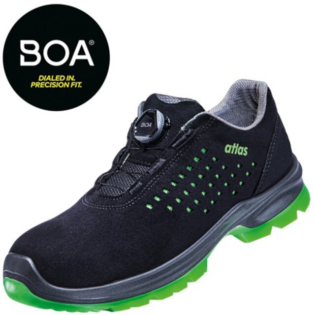 ESD lage schoen SL 920 BOA groen 2.0, S1, Sportline, unisex, zwart/neon-groen, maat 43