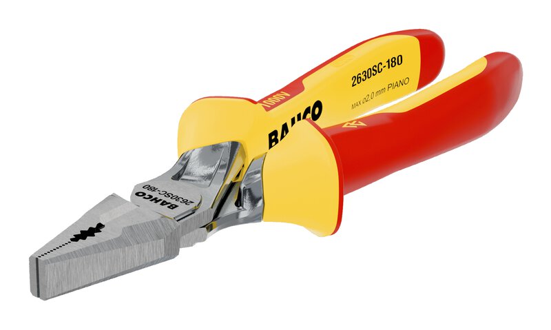 Reinforced Combination Pliers with Insulated Dual-Component Handles and Chrome Finish, VDE approved #1