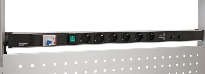 Barre d'énergie 836 mm, 6 prises + interrupteur + interrupteur FI + 2xUSB #4