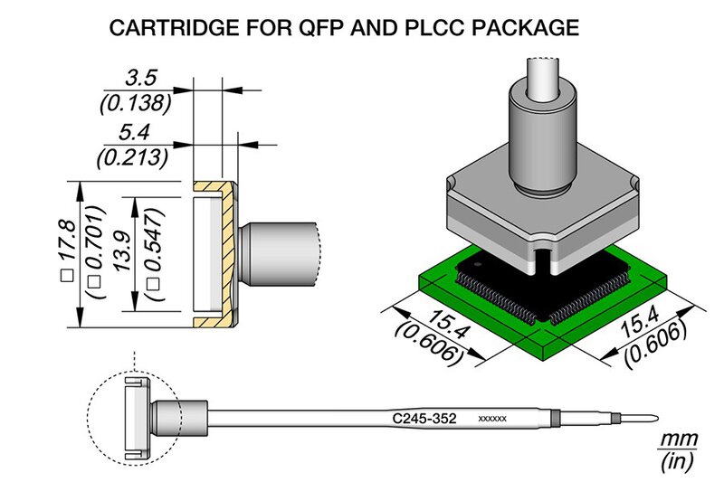 Soldering tip for QFP and PLCC, 15.4 x 15.4 mm for T245, C245352 #1