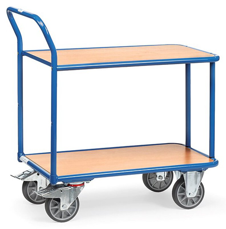Table trolley, 2 wooden shelves, 400 kg, 1000 x 700 mm