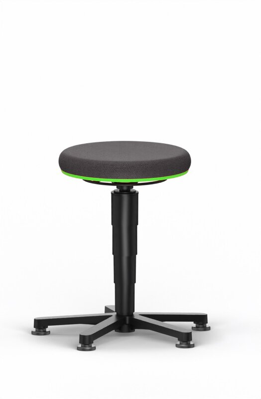 Allround Hocker 1, mit Gleiter, Stoff Duotec schwarz, Farbring grün