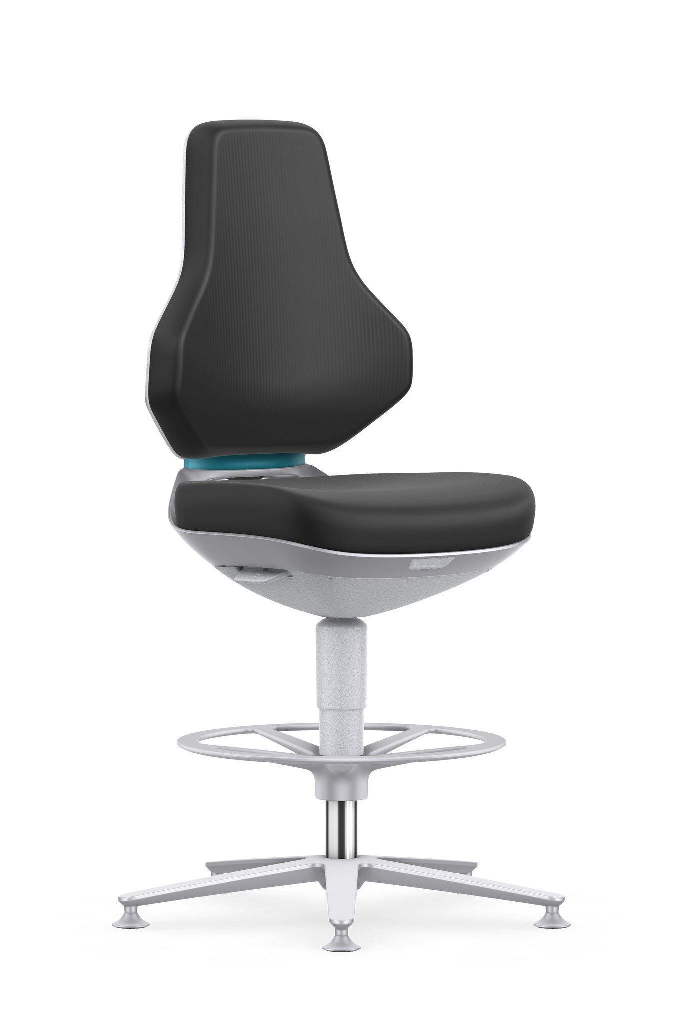 Chaise de travail ESD TEXON 3 pour salles blanches, avec patins et repose-pieds, Skintec noir #zoom-1