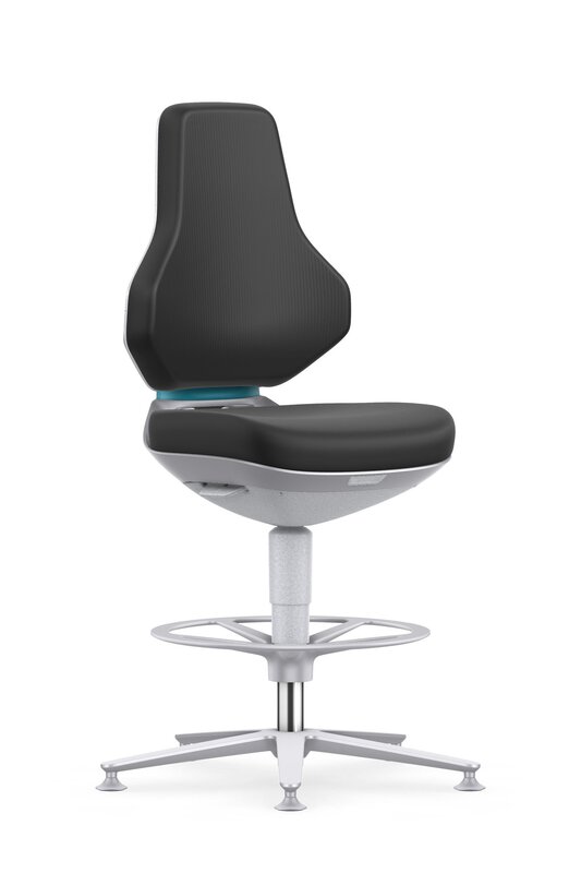 Chaise de travail ESD TEXON 3 pour salles blanches, avec patins et repose-pieds, Skintec noir #1