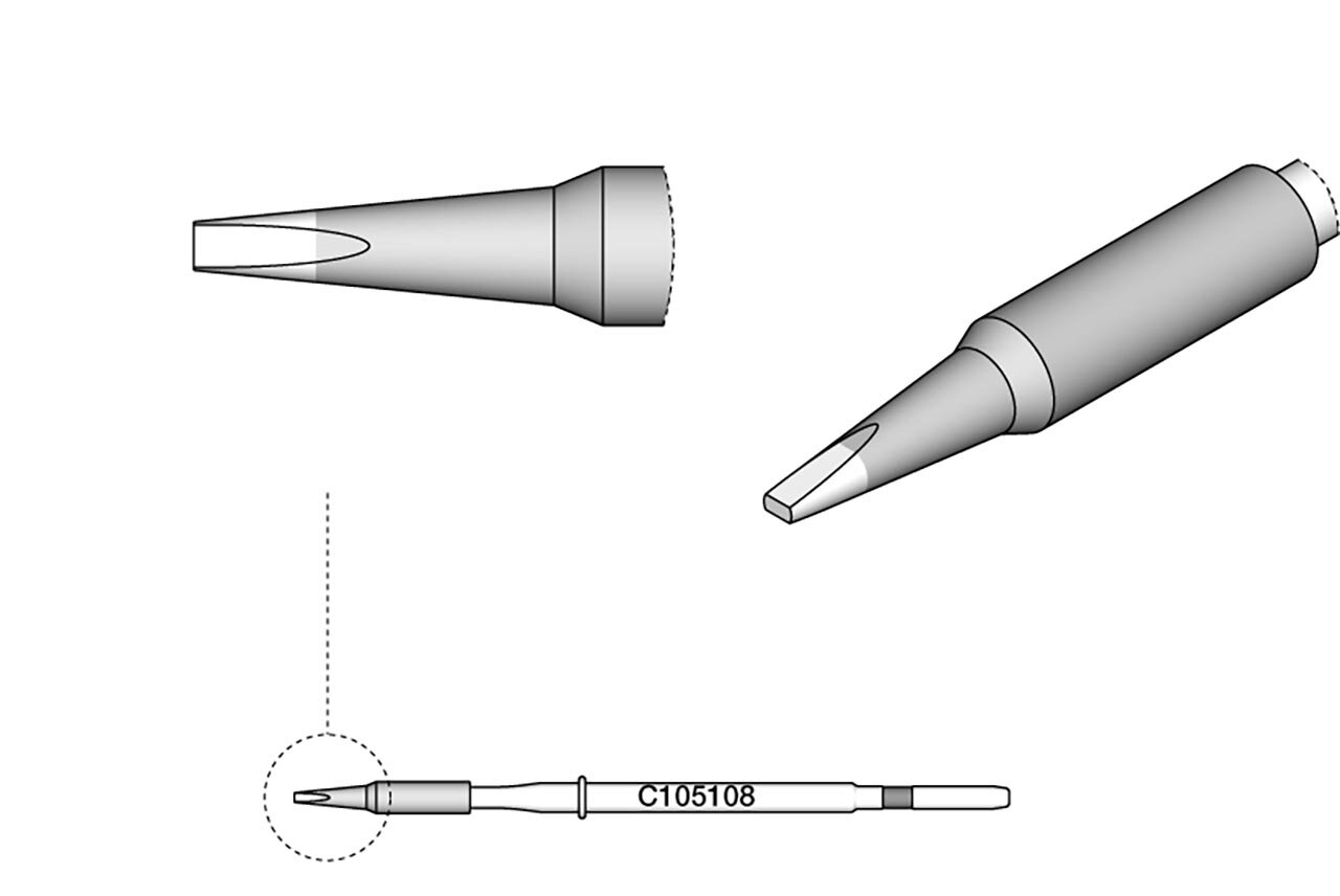 Panne à souder en forme de burin, droite 0,6 x 0,3 mm #zoom-2