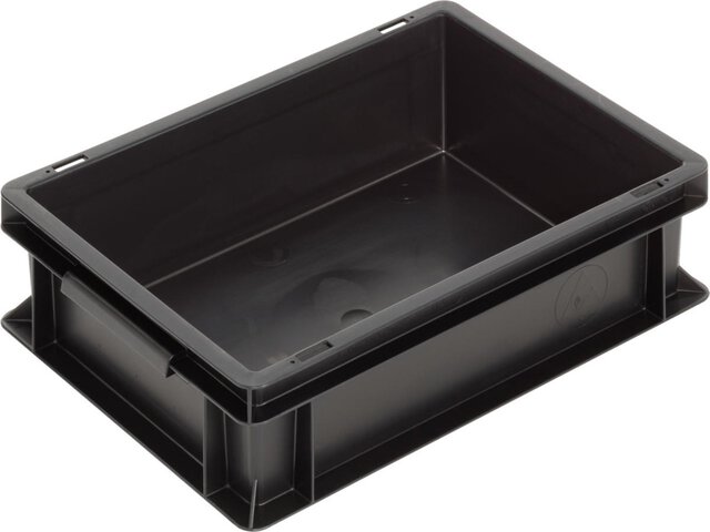 ESD Behälter New Box NB MC, Muschelgriffe, schwarz, 400 x 300 x 120mm