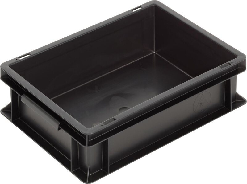 ESD Behälter New Box NB MC, Muschelgriffe, schwarz, 400 x 300 x 120mm #1