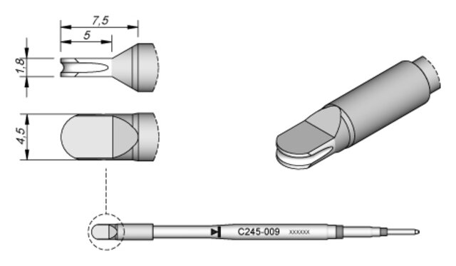 Lötspitze für QFP, 4,5 x 1,8 mm, C245009