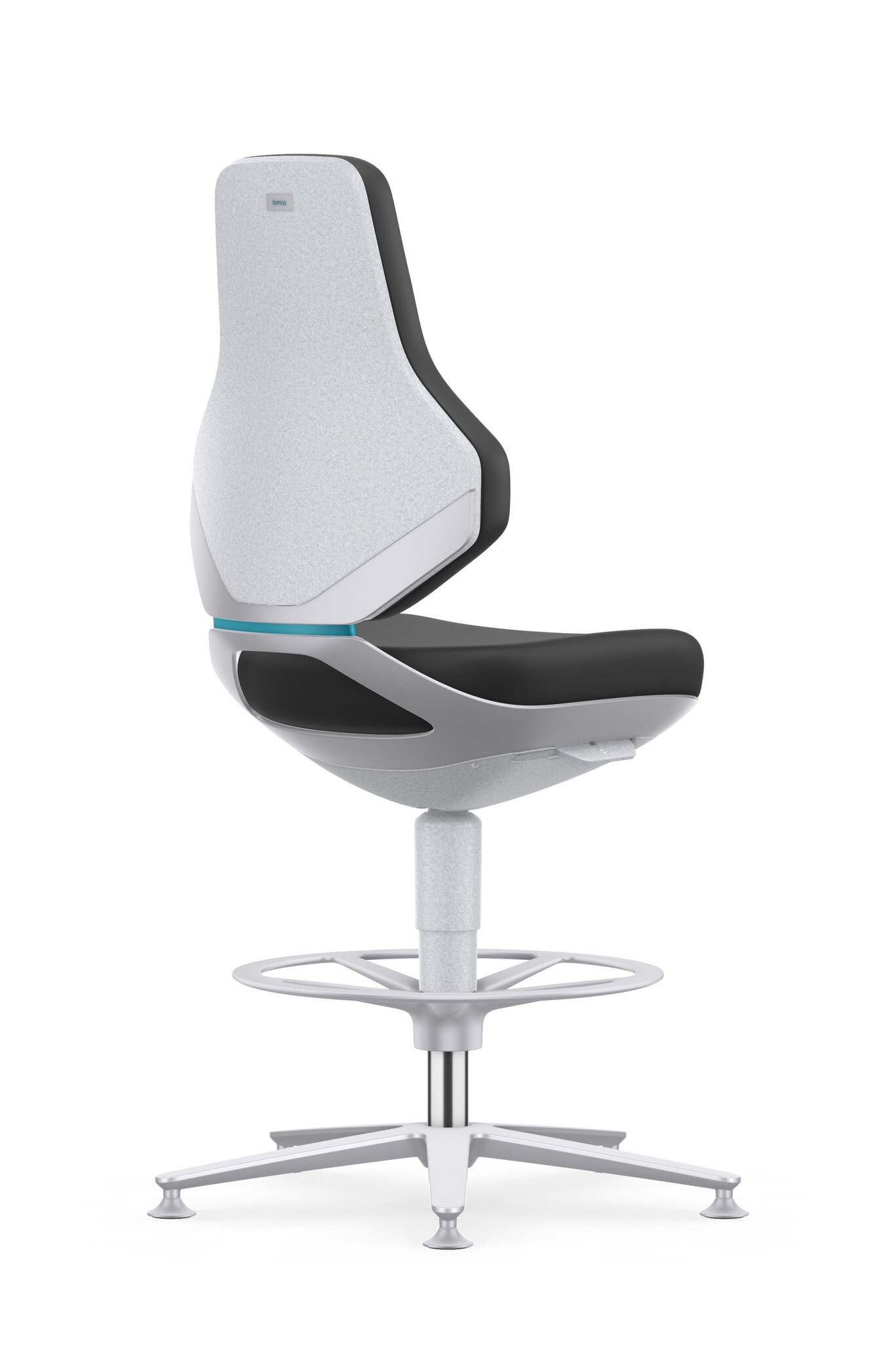 Chaise de travail ESD TEXON 3 pour salles blanches, avec patins et repose-pieds, Skintec noir #zoom-3