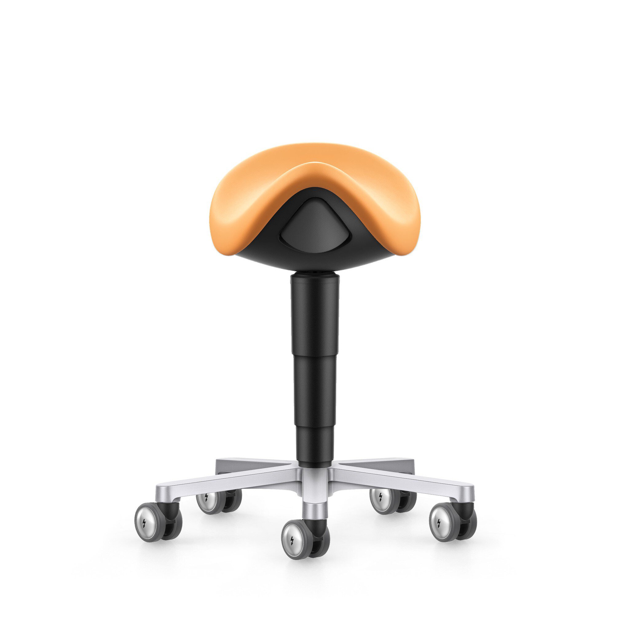 Cleanroom saddle stool, with castors, imitation leather Magic apricot #zoom-2