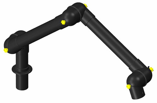 Bras aspirant ESD DN75 3 articulation 900 mm, noir - Montage sur table