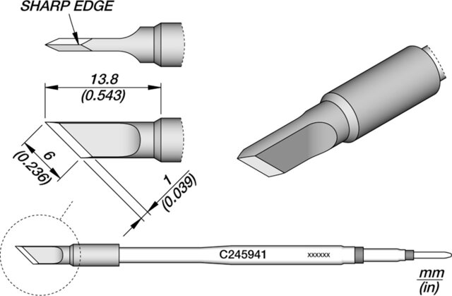 Lötspitze messerförmig, 6 x 0,1 mm, C245941