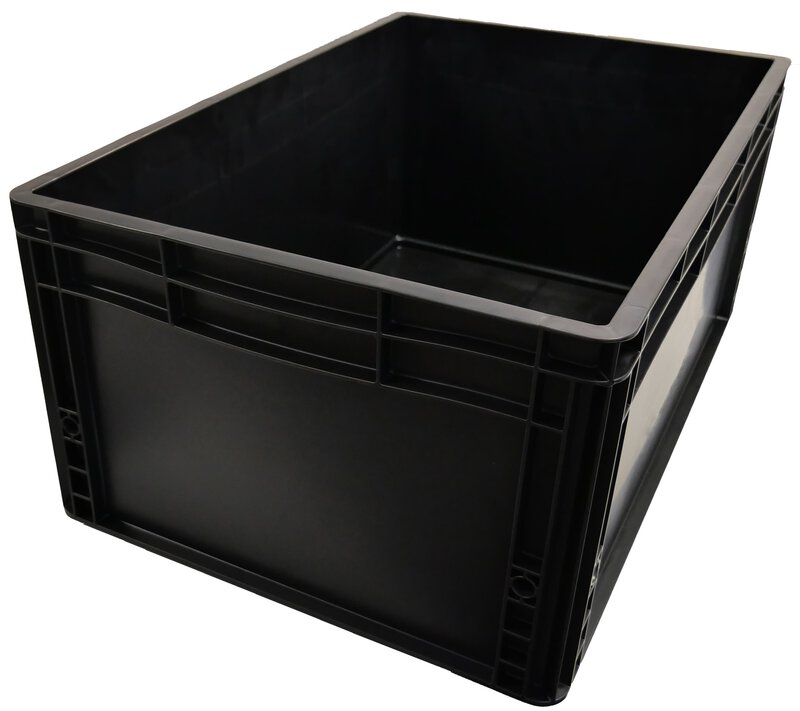 ESD Eurobox met grijprand, zwart, 600 x 300 x 270 mm