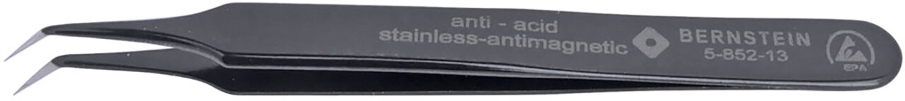 ESD SMD tweezers 110mm form 4b stainless steel angle 40° very pointed, dissipative #zoom-1