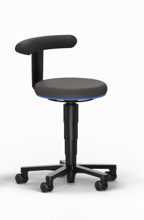 Allround Hocker 2, mit Rollen, Supertec schwarz, Farbring blau #zoom-1