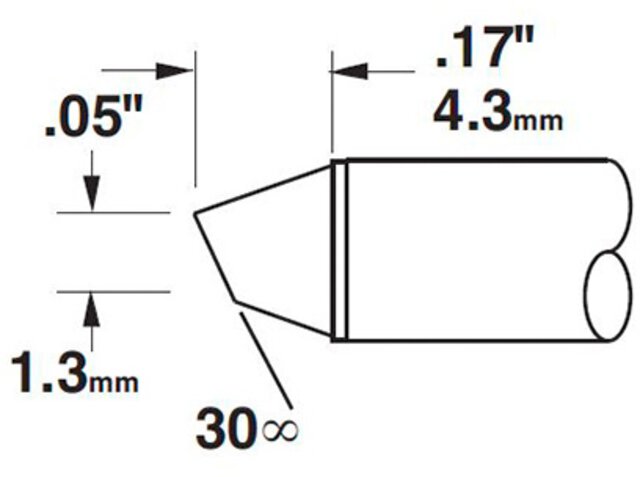 Lötspitze für Geräteserie MX Serie 700/412 °C, mit integrierter Heizung