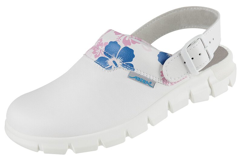 ESD Clogs Microfibre A-micro, occupational shoes Dynamic, white with print, size 41